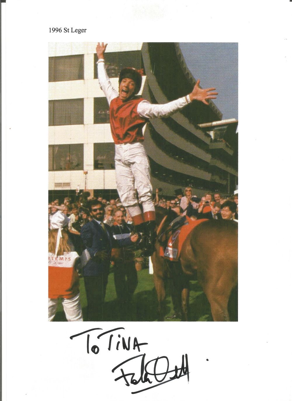 Lot 225: Frankie Dettori signed 12x8 inch colour photo image...