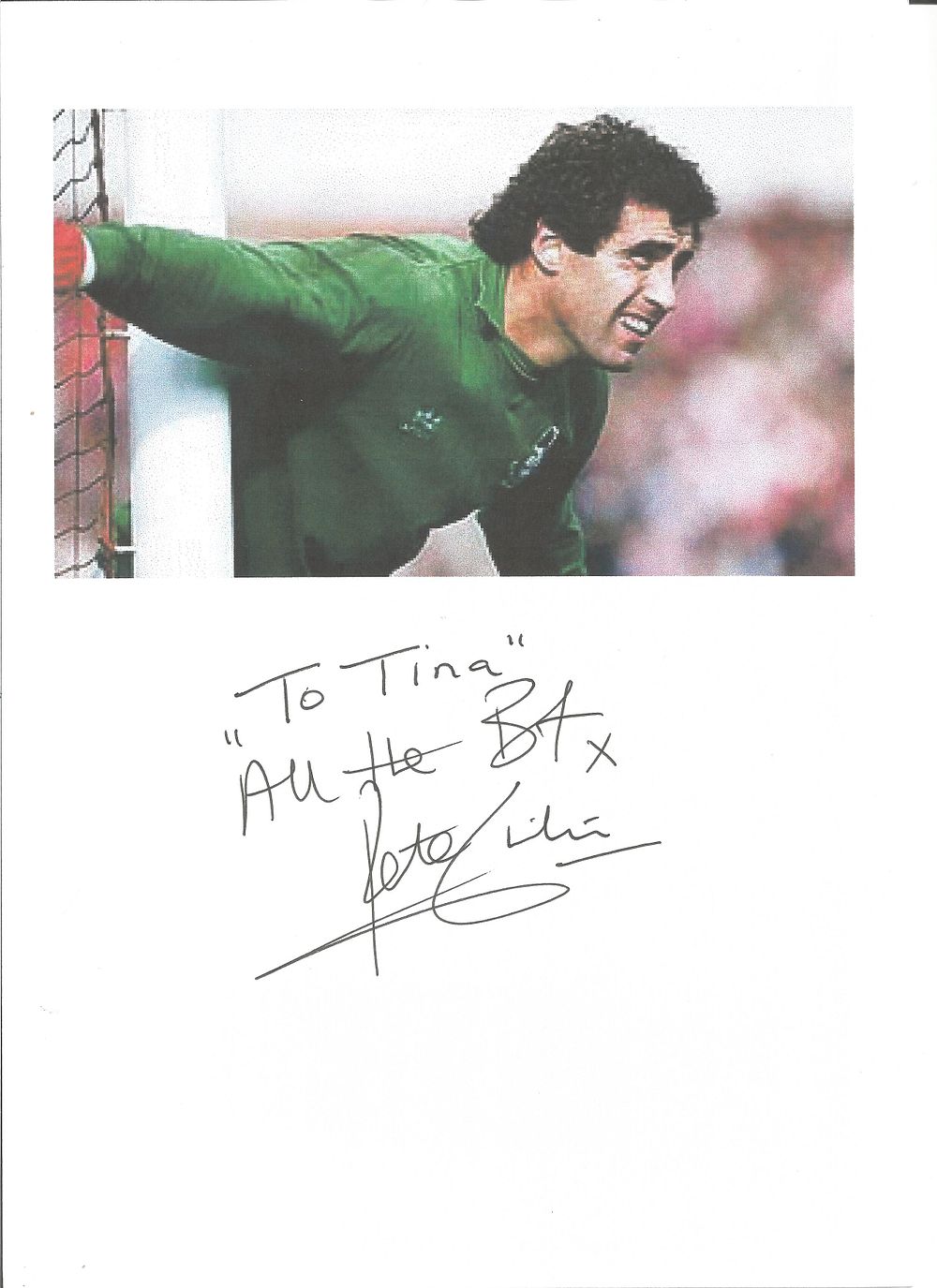 Lot 226: Peter Shilton signed 12x8 inch colour photo image...