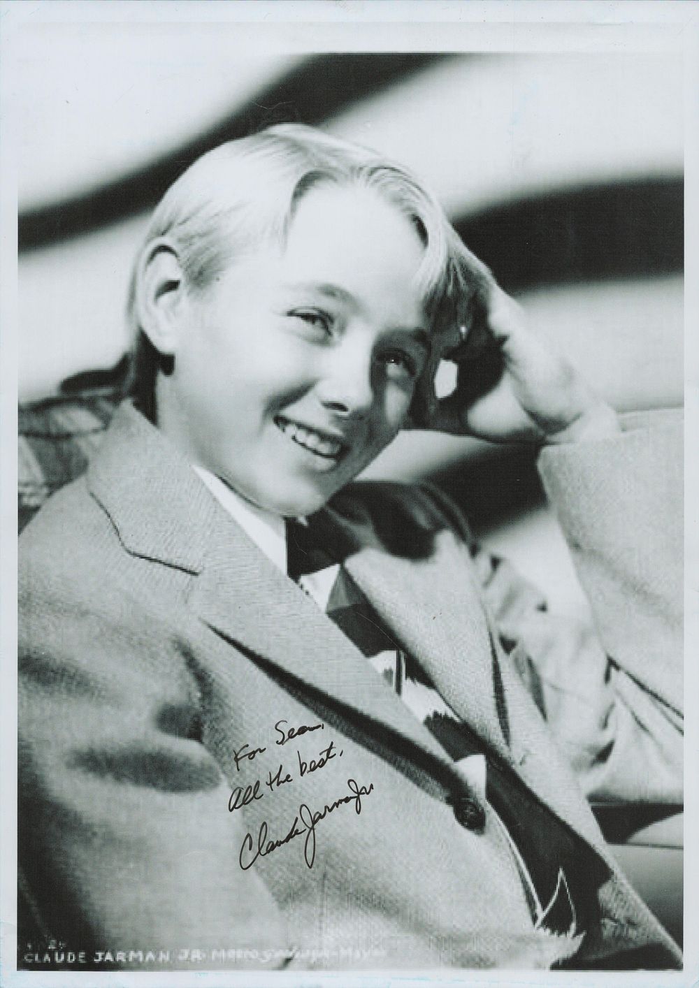 Lot 258: Claude Jarman Jr signed 12x8 inch black and...