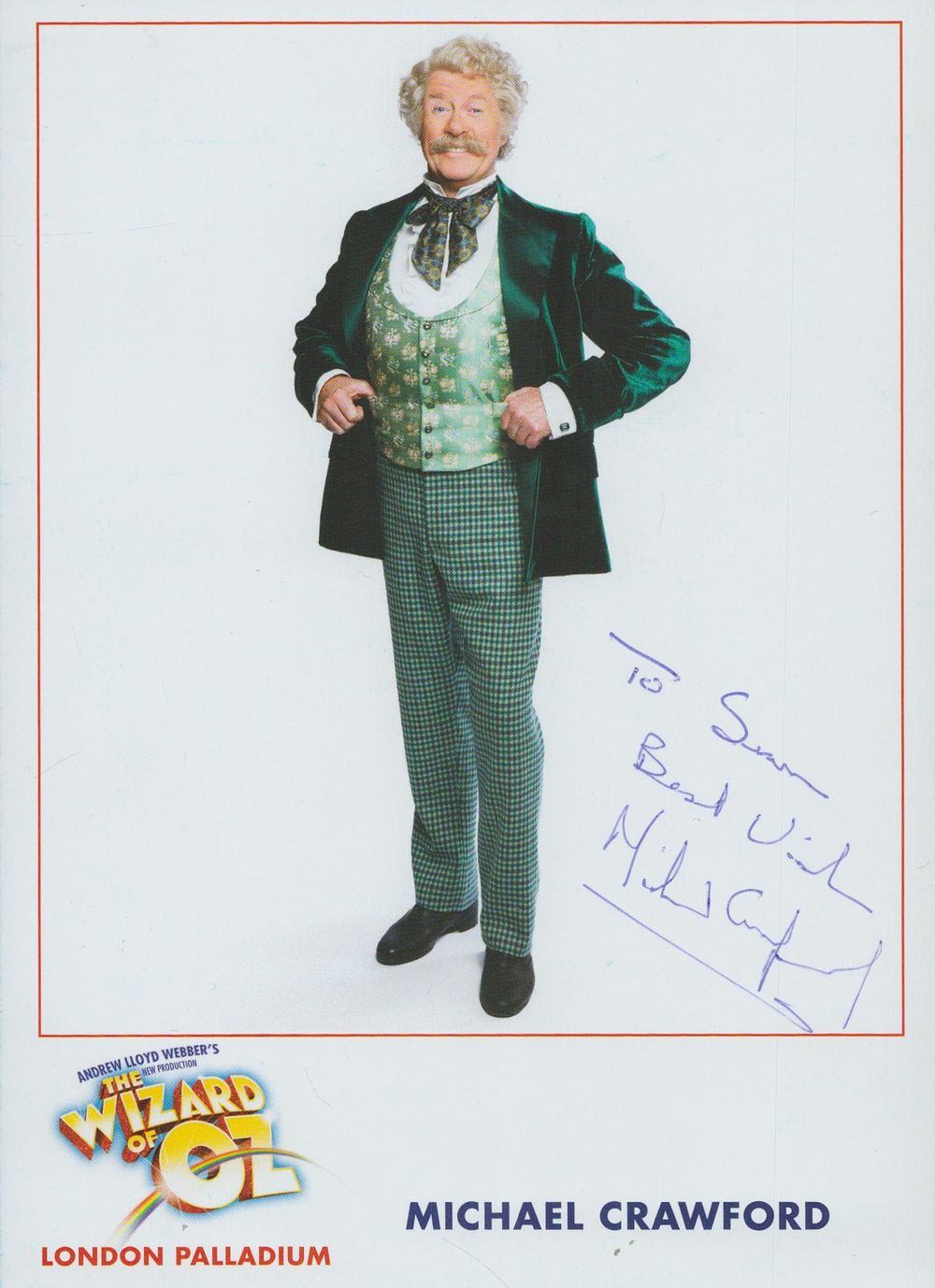 Lot 262: Michael Crawford signed 7x5 inch Wizard of Oz...