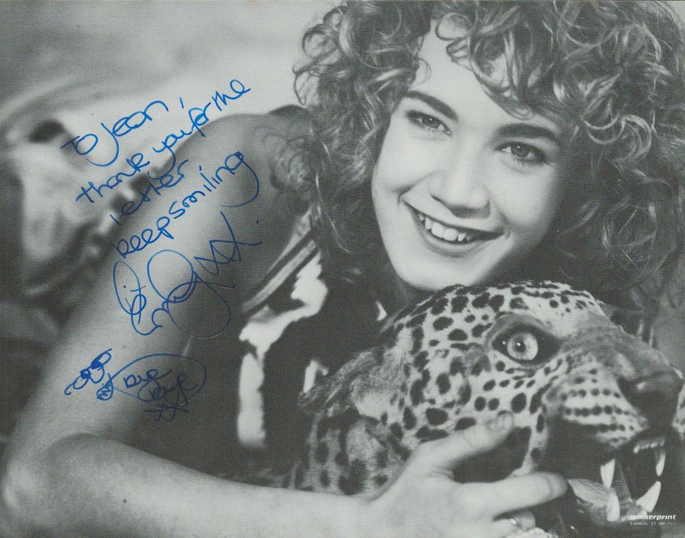Lot 267: Emily Lloyd signed 6x4inch black and white photo...