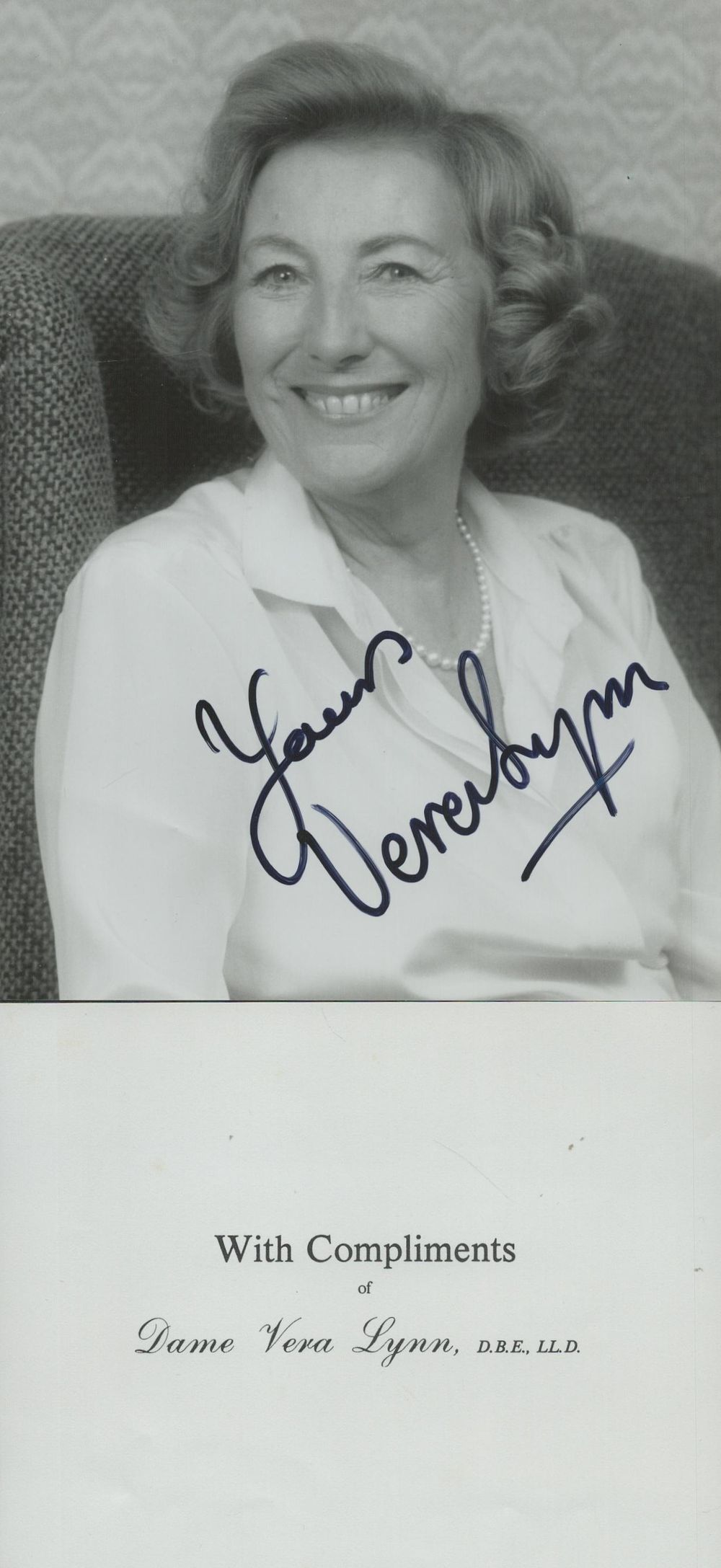 Lot 274: Vera Lynn signed 7x5 inch black and white...