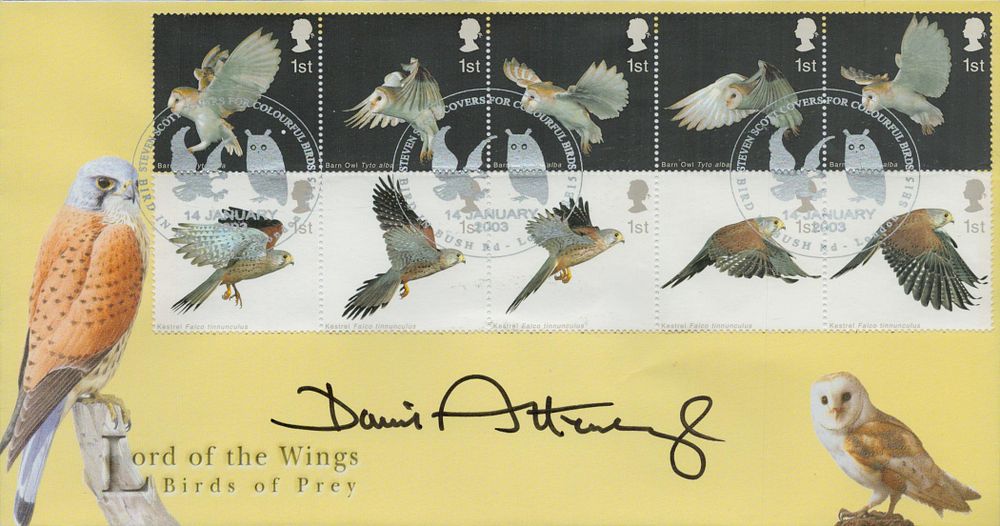Lot 66: David Attenborough signed 2003 Birds of Prey Lord...