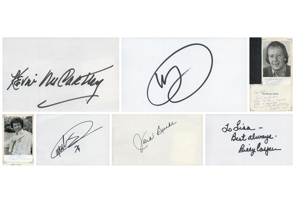 Lot 119: Entertainment white card collection of 7 signed cards....