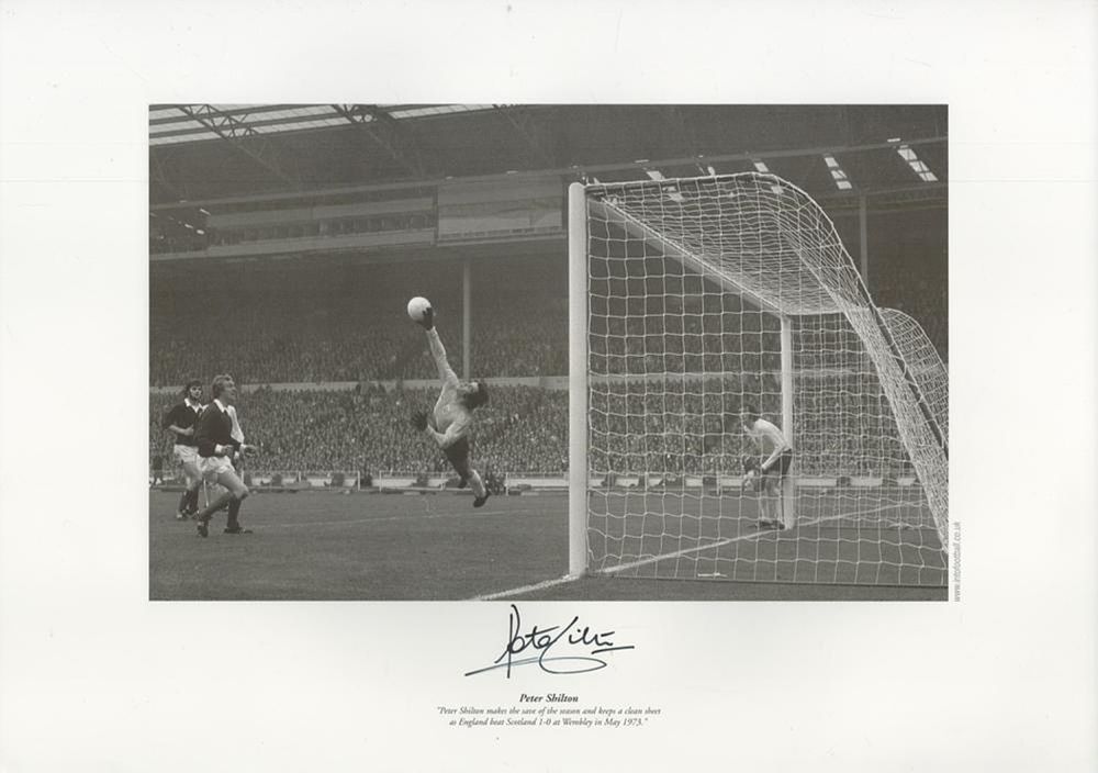 Lot 171: Peter Shilton signed 16x12inch black and white print....