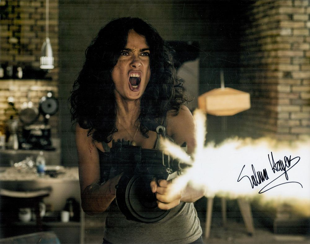 Lot 187: Selma Hayek, 14x11 inch action movie photo signed...