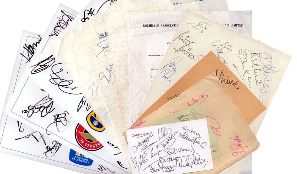 Lot 203: Sport Collection of approx 12 Team signed pages...