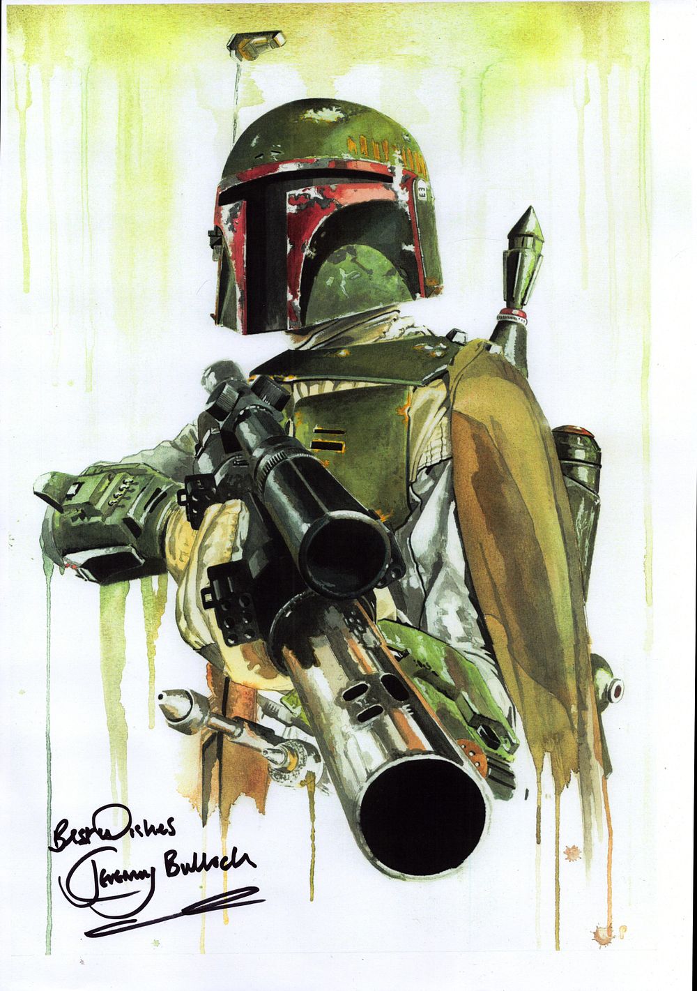Lot 208: Jeremy Bulloch signed 16x12 inch Boba Fett Star...