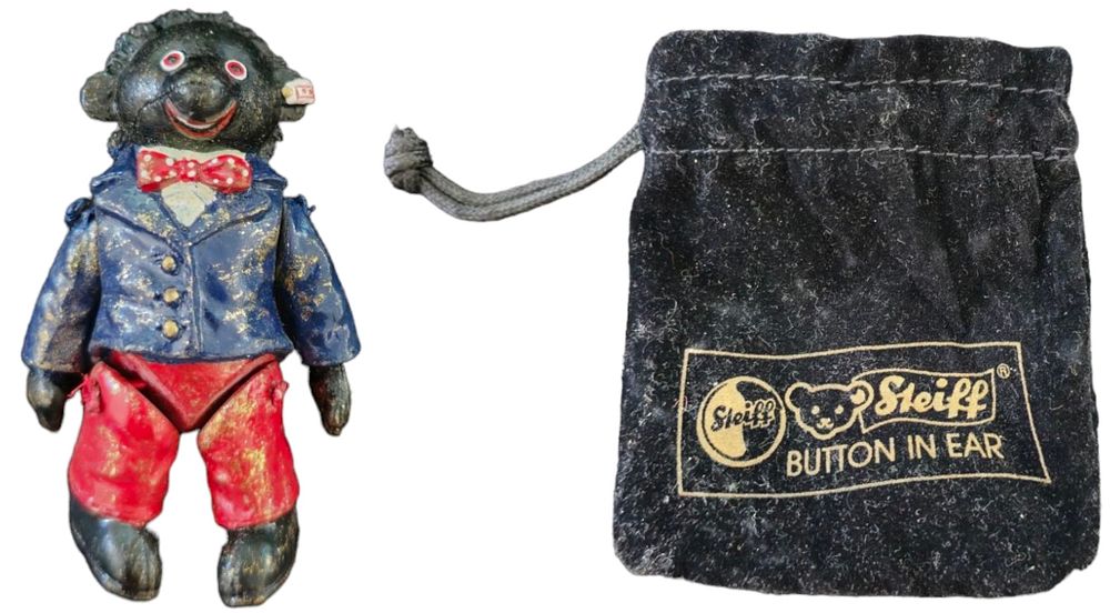 Lot 214: Steiff Pewter Jointed Golly in Original Bag, 2...