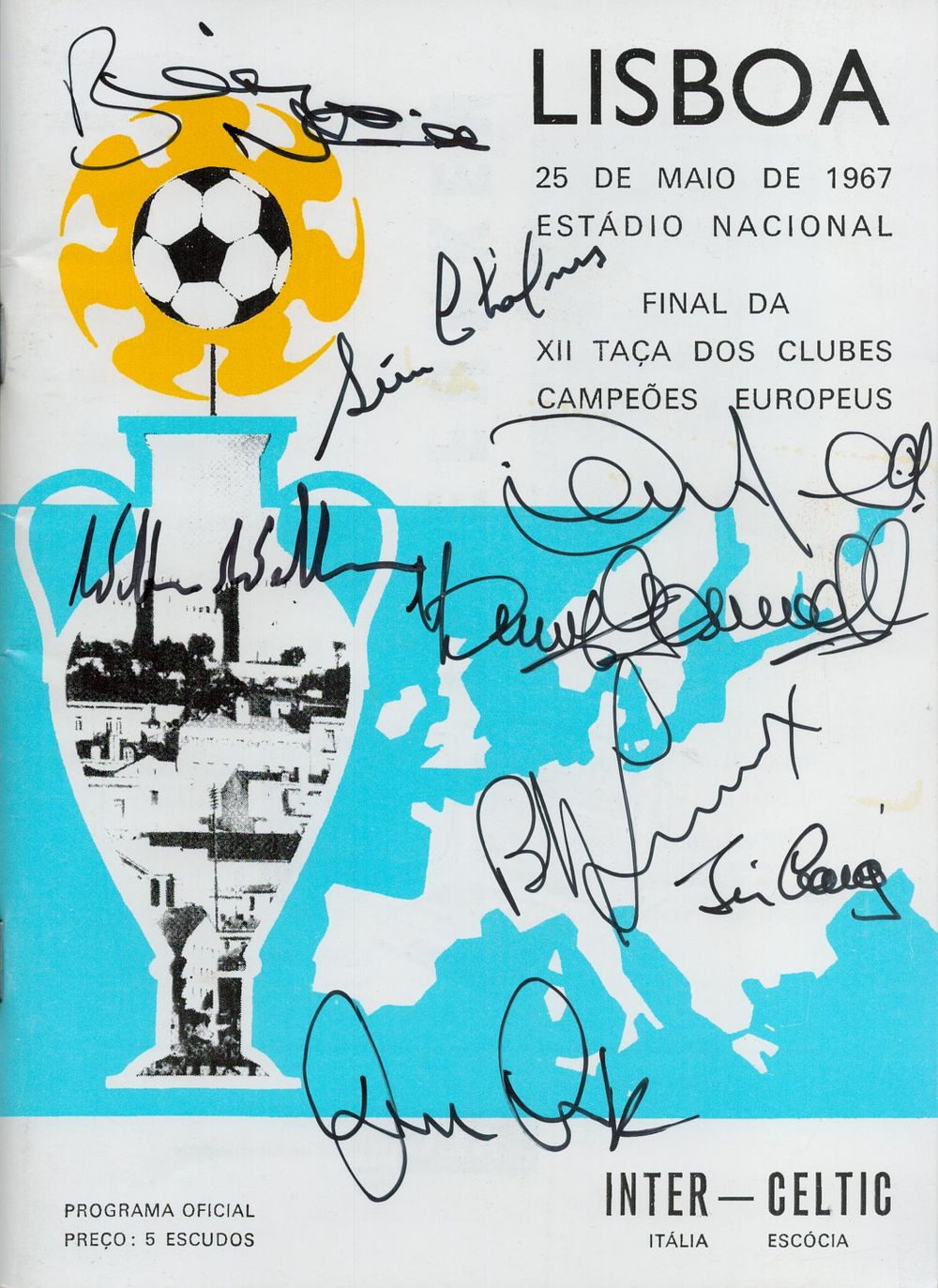 Lot 222: Lisbon Lions multisigned Celtic 1967 European Cup Final...
