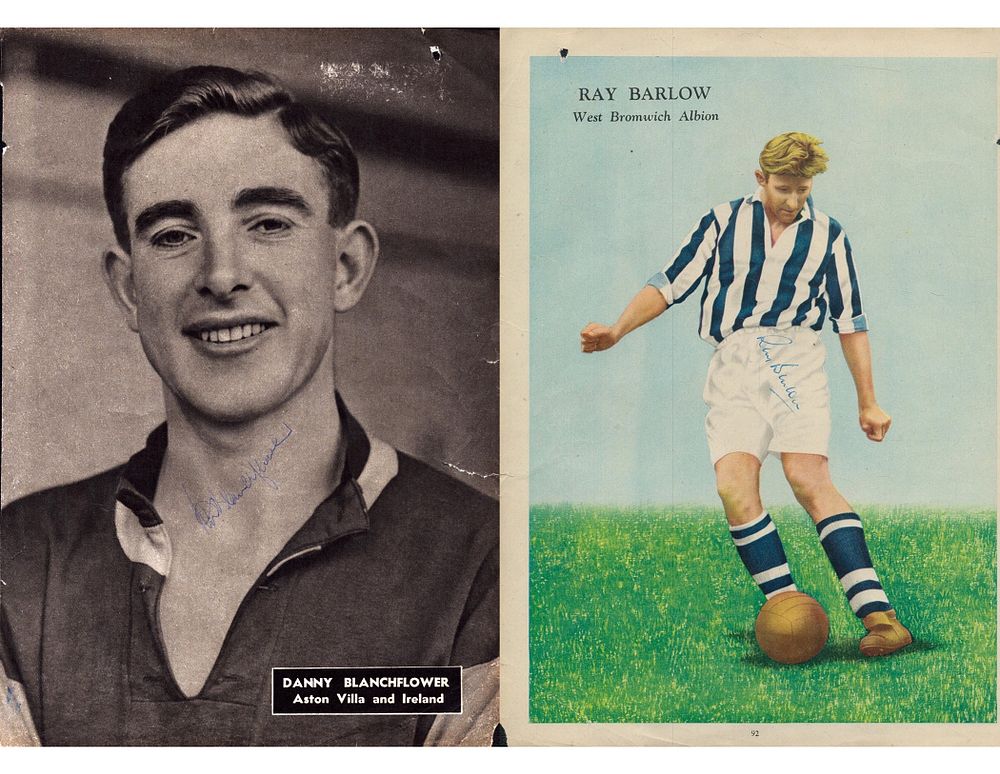 Lot 224: Danny Blanchflower signed 11x7 inch vintage magazine page...