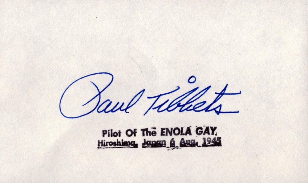 Lot 227: Paul Tibbets signed white card 5x3 inch in...