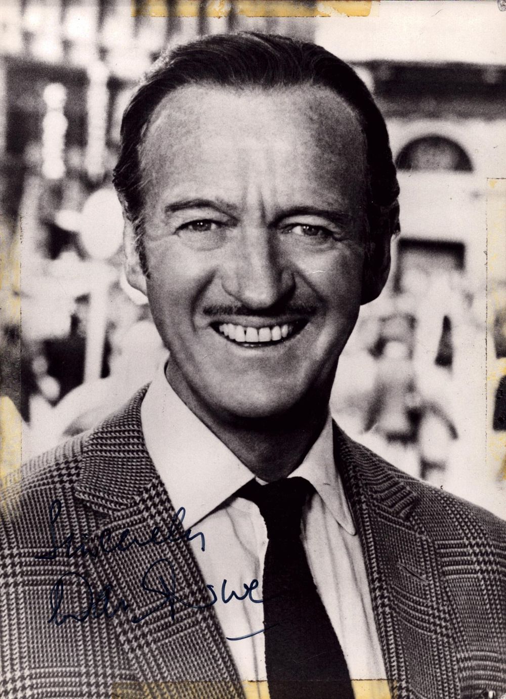 Lot 247: David Niven signed 7x5 inch black and white...