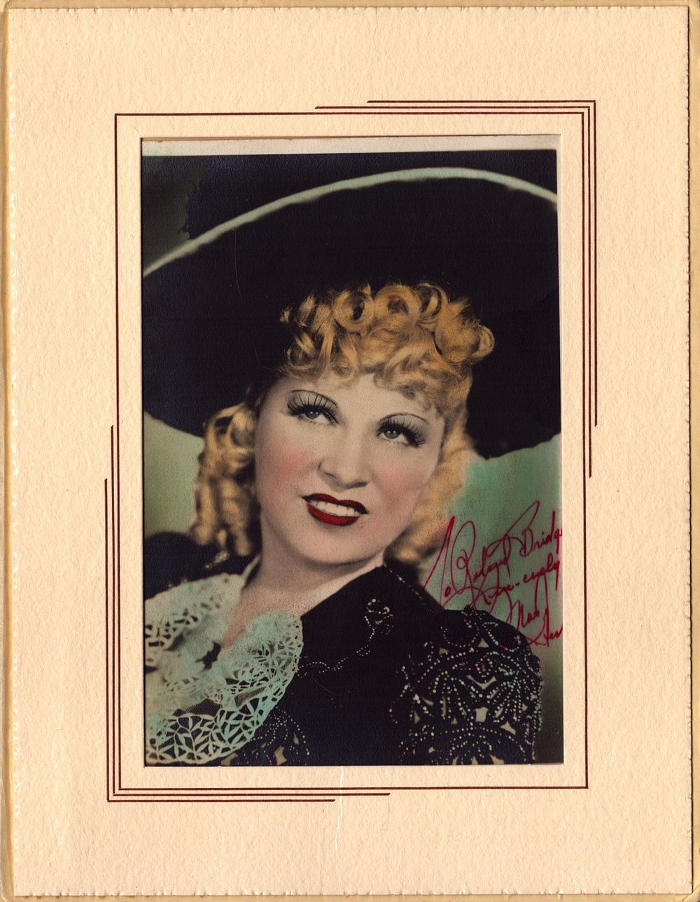 Lot 250: Mae West signed vintage photo in cardboard frame...