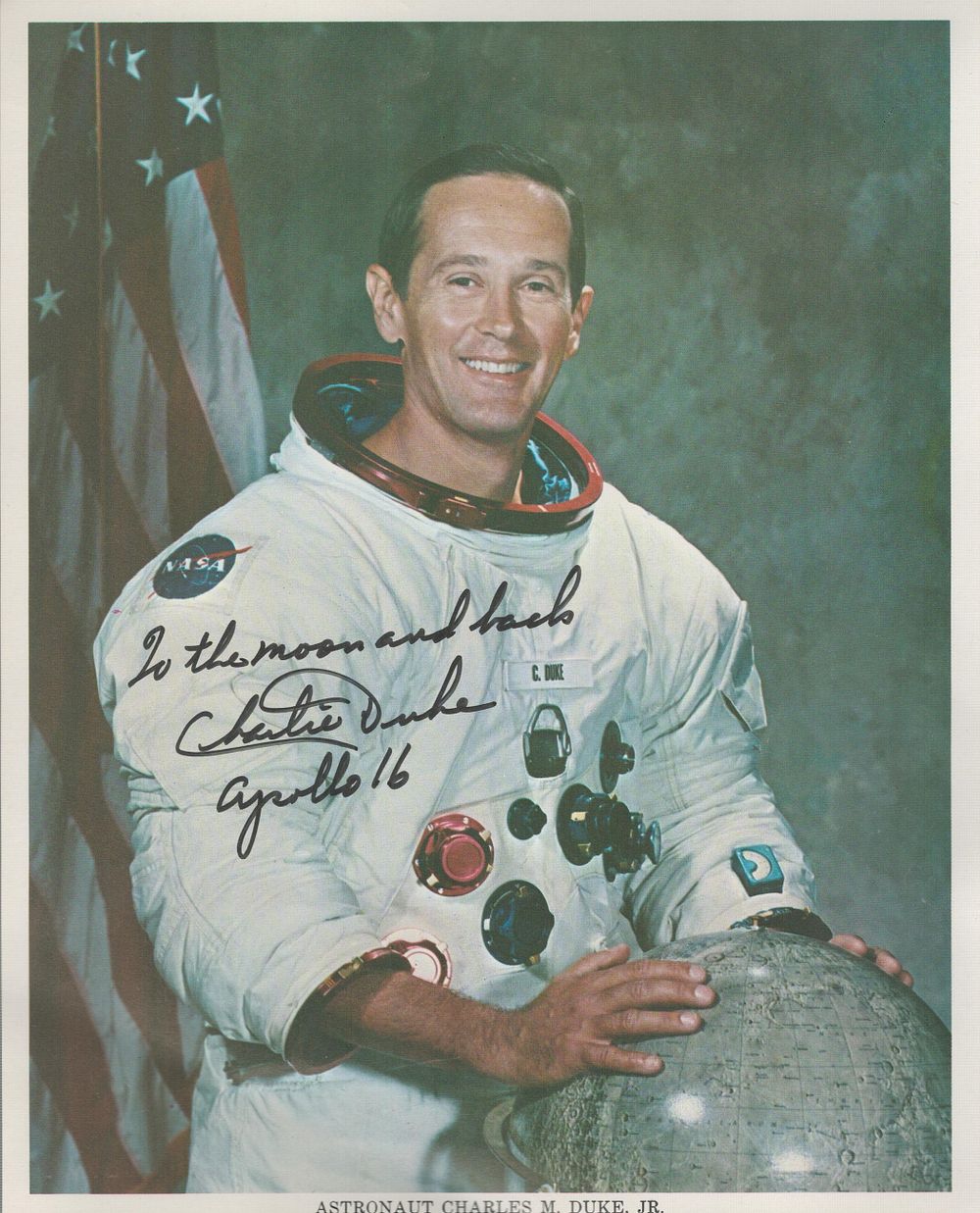 Lot 313: Charles M Duke Jr Astronaut signed 10x8inch colour...