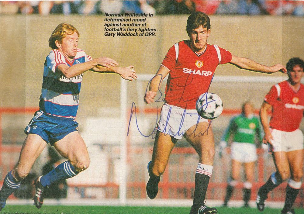 Lot 337: Norman Whiteside signed 7x5inch magazine cutout photo. Good...
