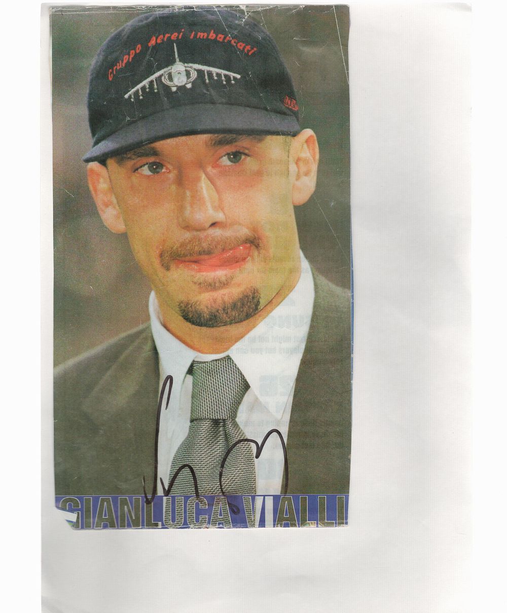 Lot 339: Gianluca Vialli signed 10x6inch magazine cutout attached to...
