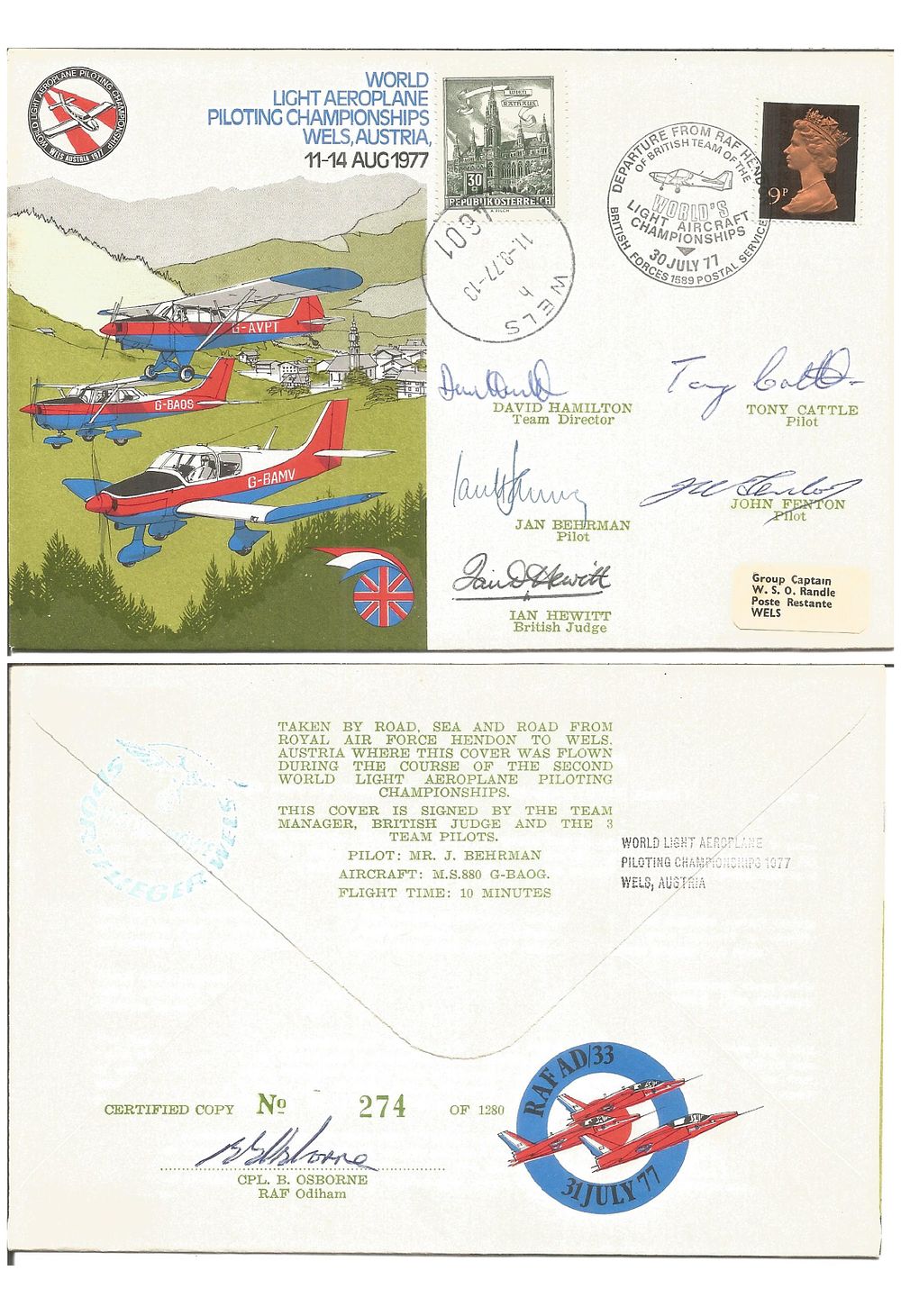 Lot 352: World Light Aeroplane champs multiple signed Air Display...