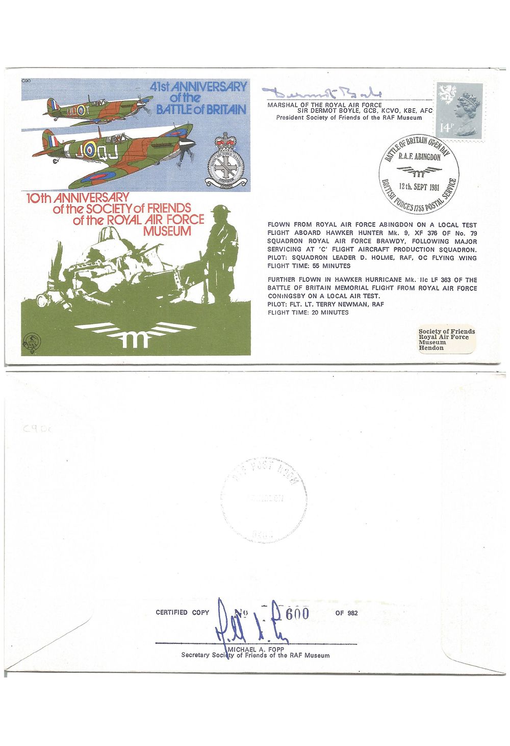 Lot 358: WW2 Fighter ace MRAF Dermot Boyle AFC Battle...