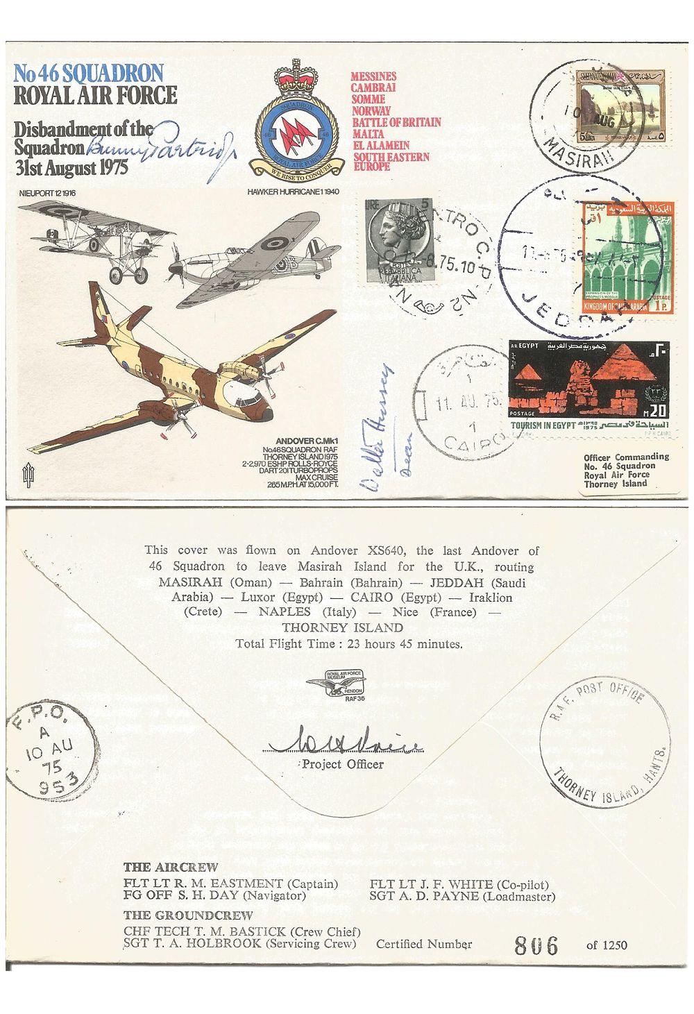 Lot 361: Flt Lt Bunny Partridge and Walter Hussey Dean...