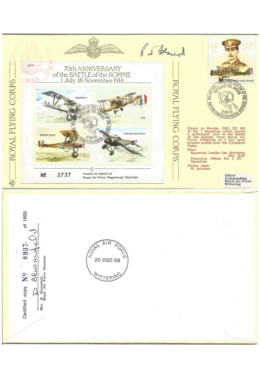 Lot 362: Wing Commander N P W Hancock signed flown...
