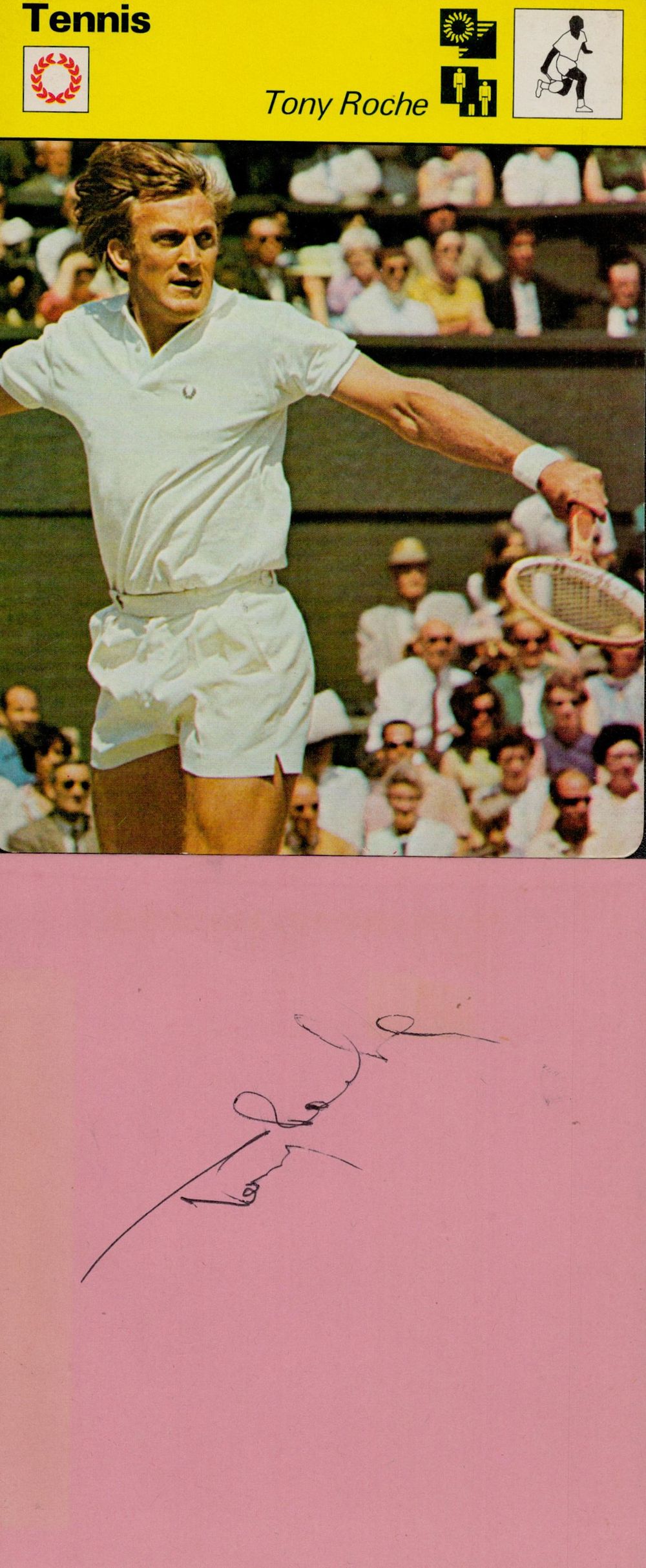 Lot 415: Tennis, Tony Roche signed pink card Approx 5.25x5...