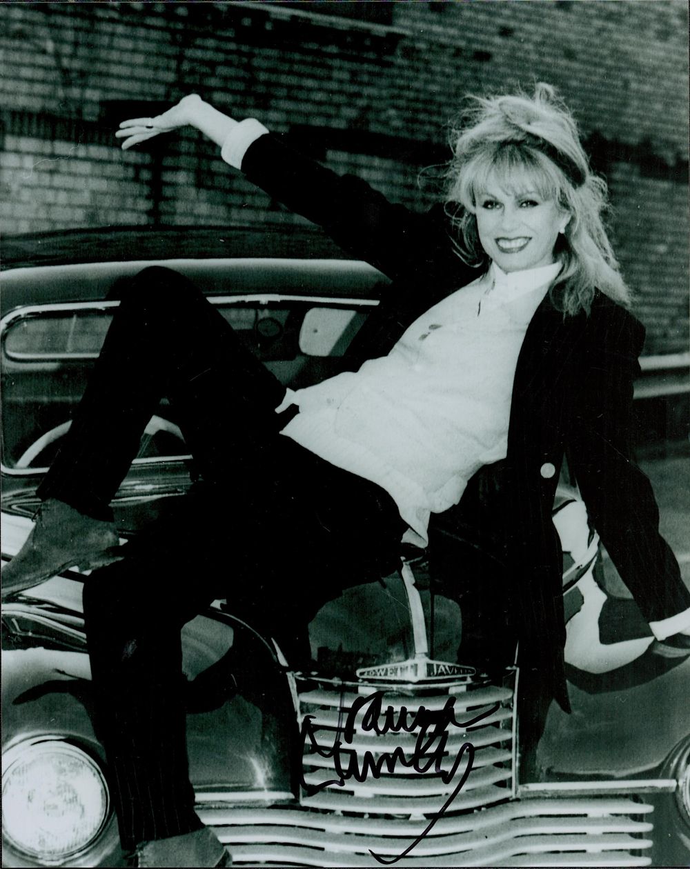 Lot 425: Joanna Lumley signed 10x8 inch black and white...