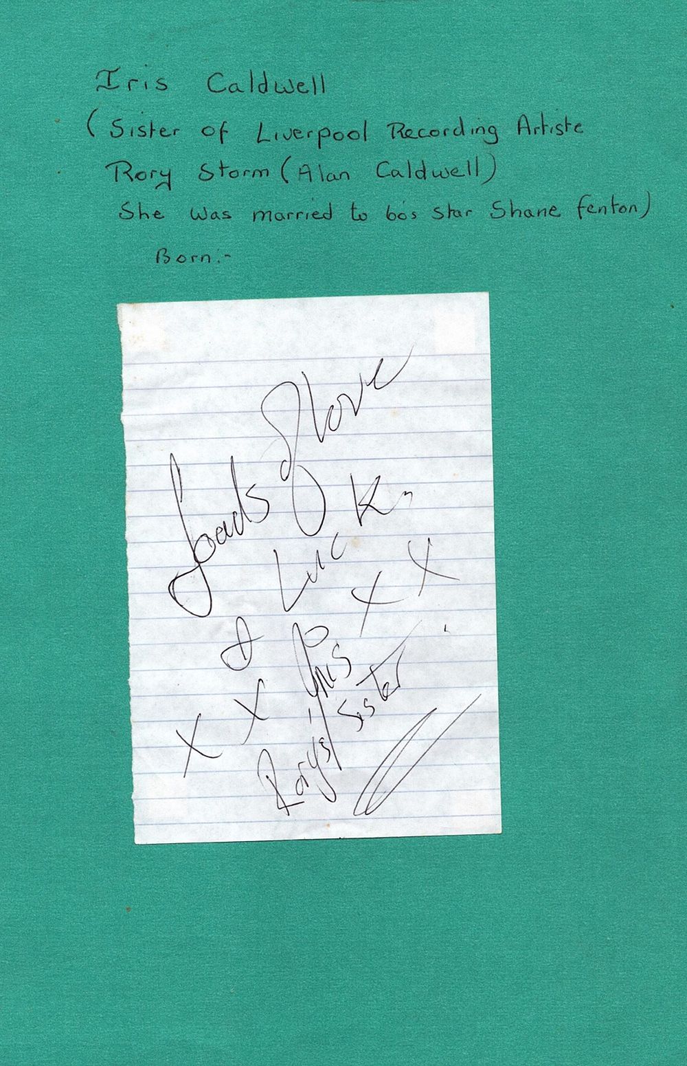 Lot 441: Iris Caldwell music signed 6x4 inch page. Attached...