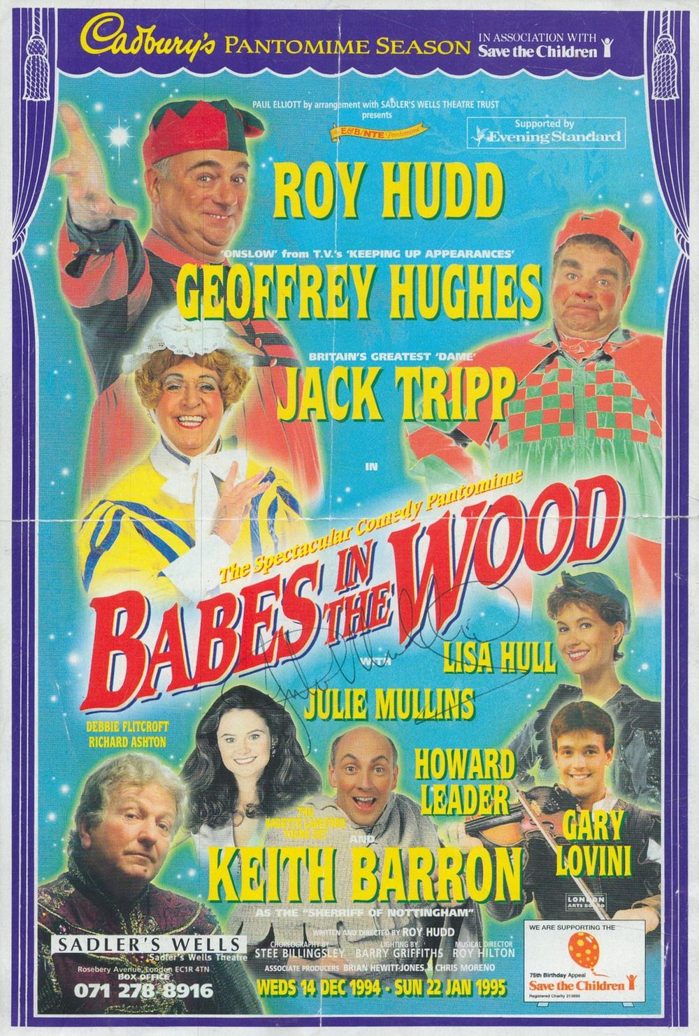 Lot 454: Julie Mullins signed flyer for pantomime Babes in...