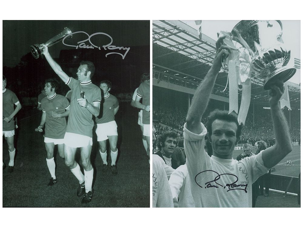 Lot 481: Football Collection of 2 signed black and white...