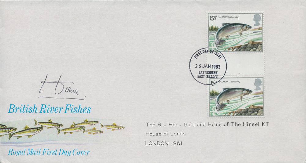 Lot 487: Lord Home Signed British River Fishes FDC. 26/1/83...