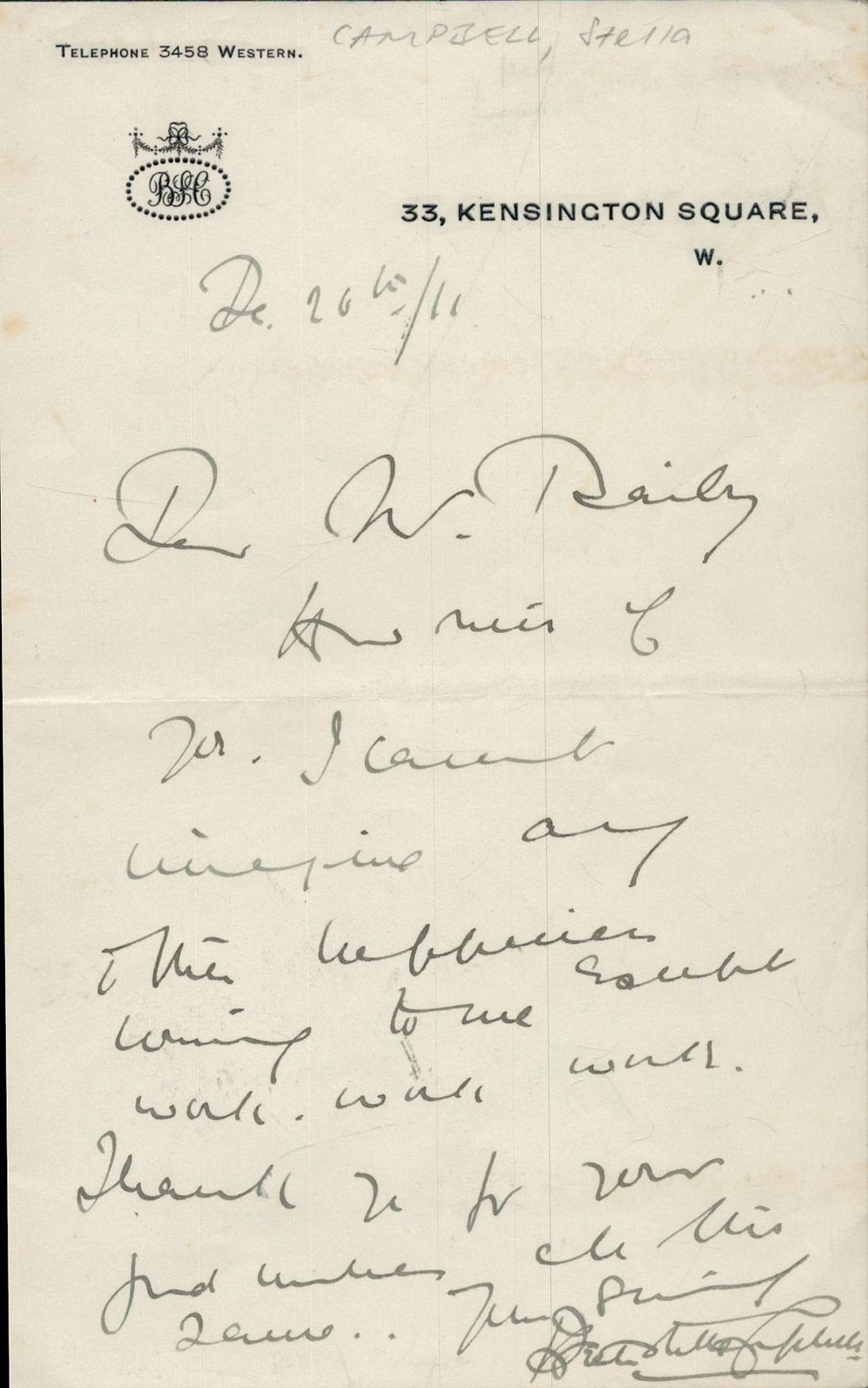 Lot 85: Mrs Patrick Campbell ALS. Actress. Good condition. All...