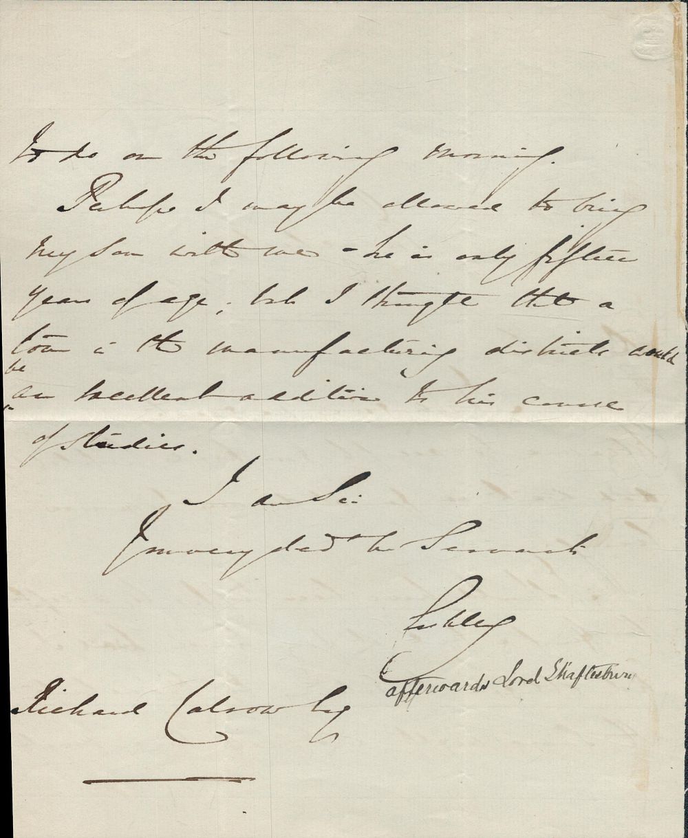 Lot 86: Anthony Ashley-Cooper - 7th Earl Shaftesbury ALS. Good...
