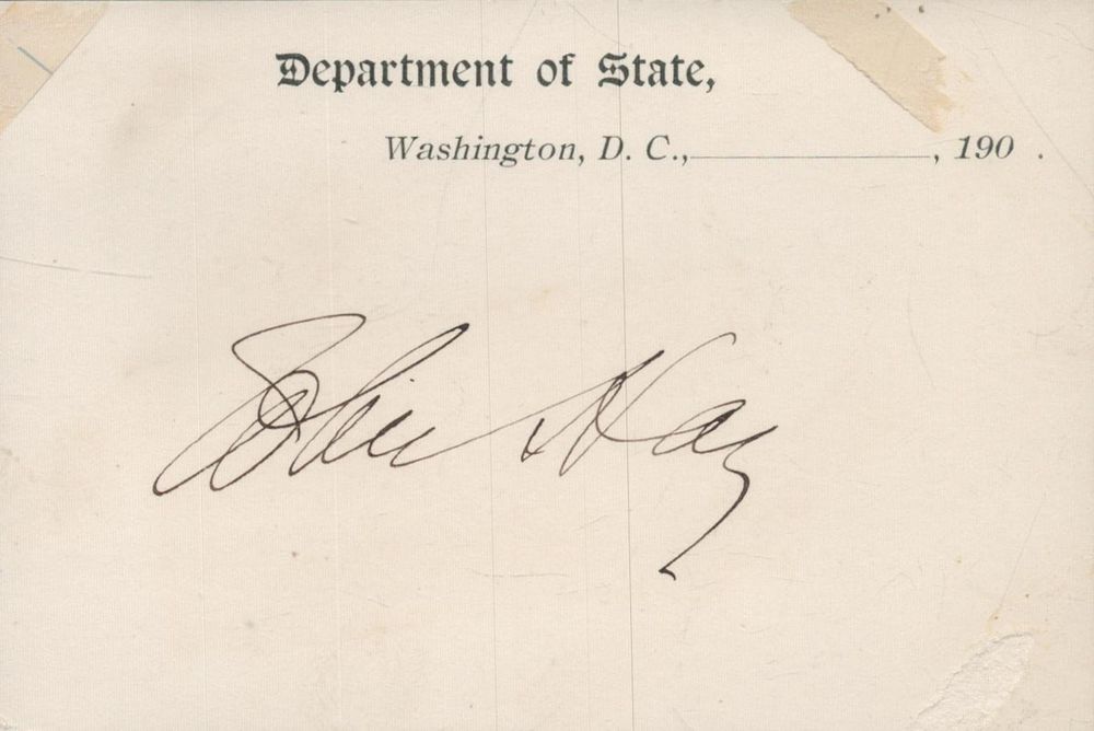 Lot 91: John Hay signed compliment slip. Secretary to Abraham...