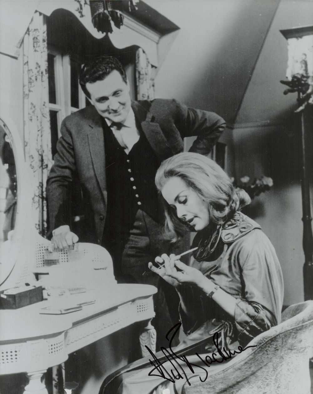 Lot 117: Honor Blackman signed 10x8inch black and white photo....