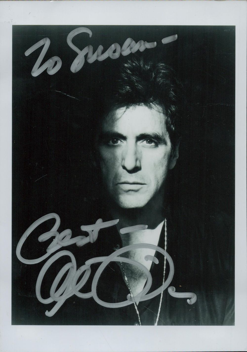 Lot 121: Al Pacino signed 7x5 inch black and white...