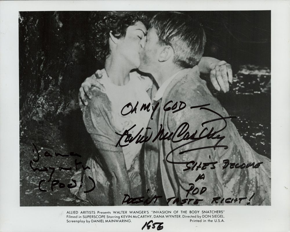 Lot 123: Dana Wynter and Kevin McCarthy signed 10x8inch black...