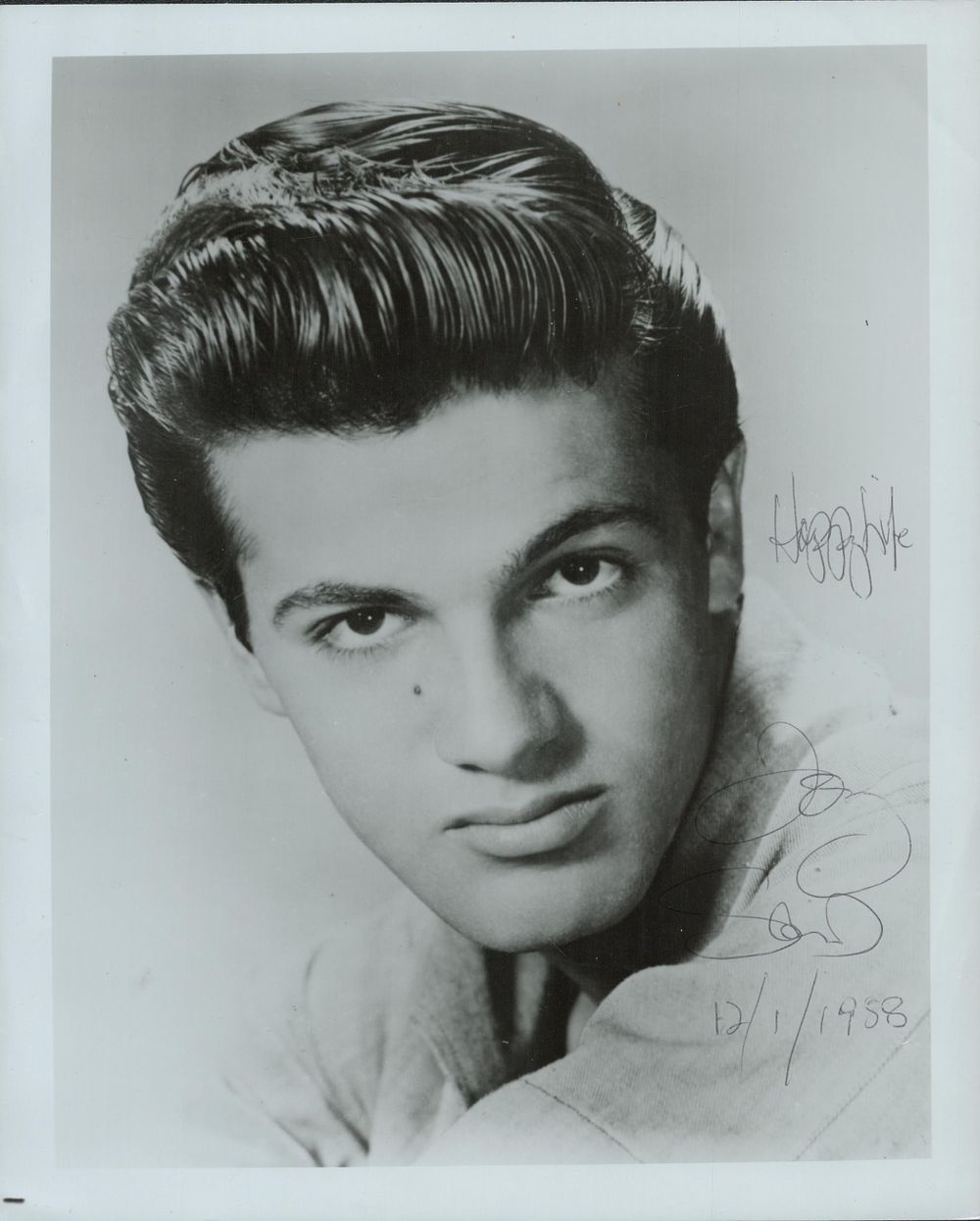 Lot 134: Tommy Sands signed 10x8inch black and white photo....