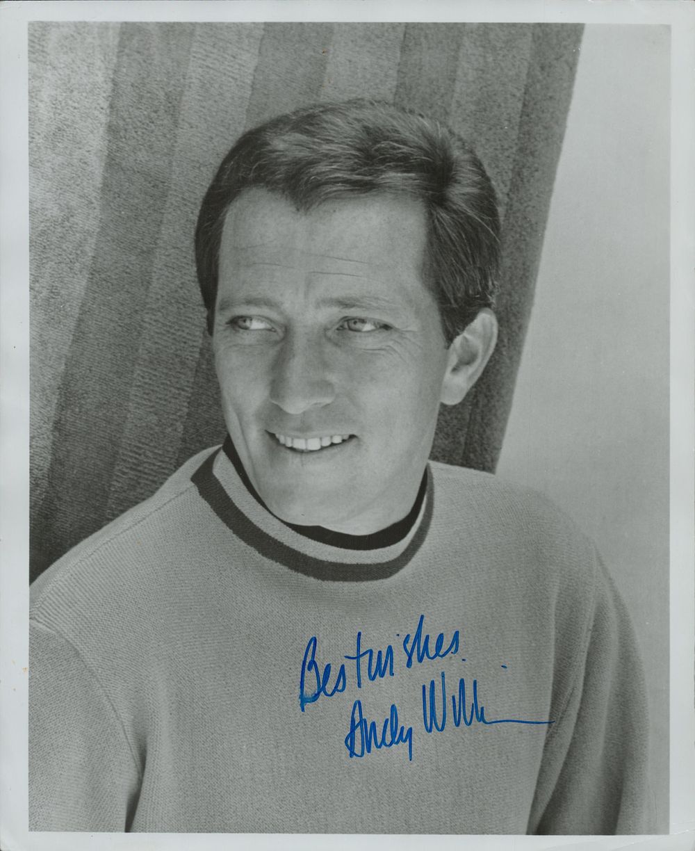 Lot 137: Andy Williams signed 10x8 inch black and white...