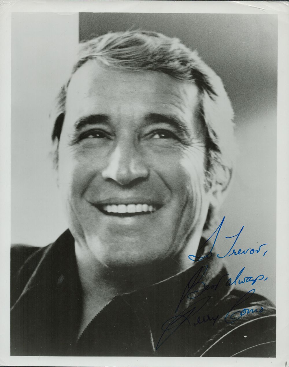 Lot 143: Perry Como signed 10x8inch black and white photo....