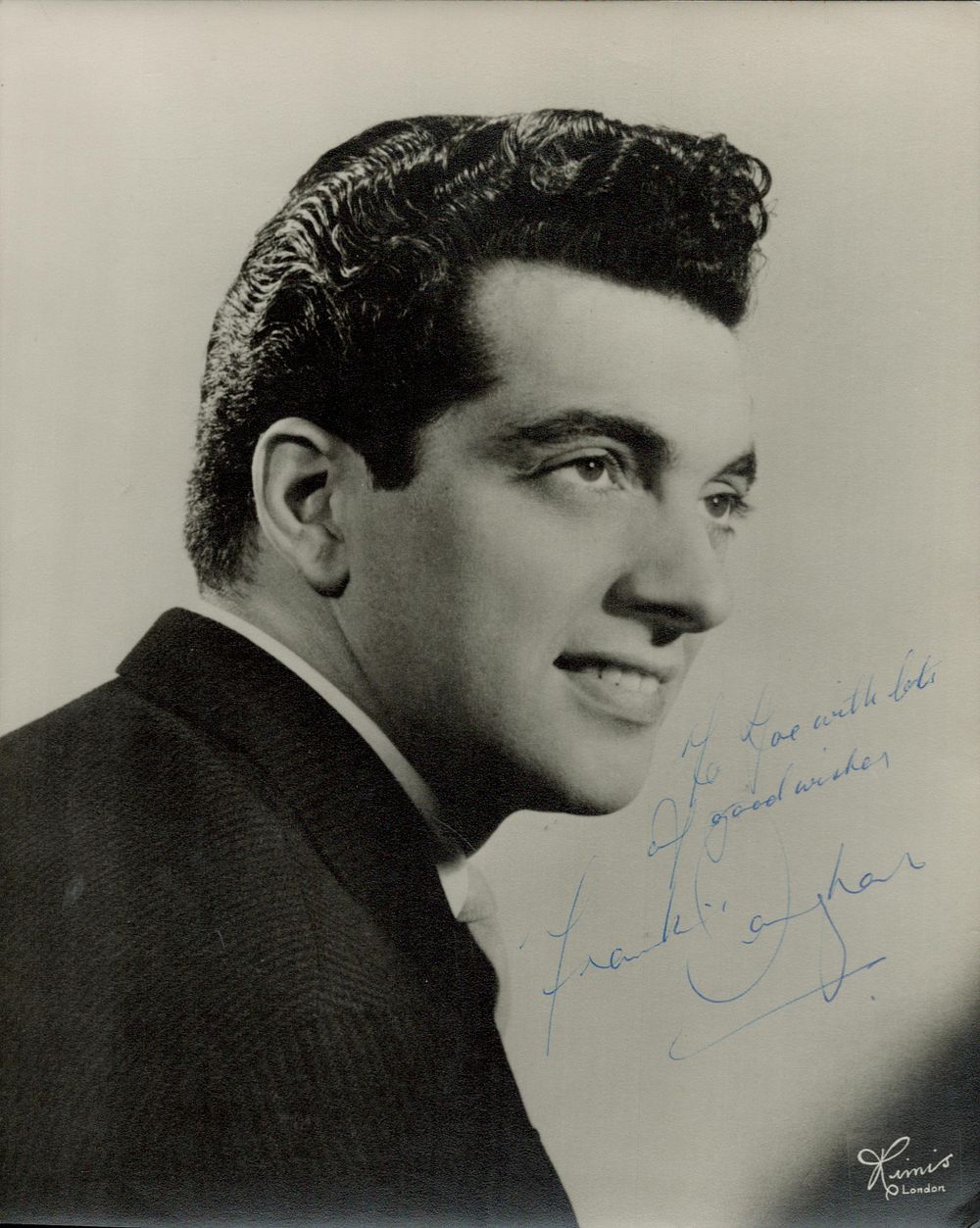 Lot 157: Frankie Vaughan signed 10x8inch black and white photo....