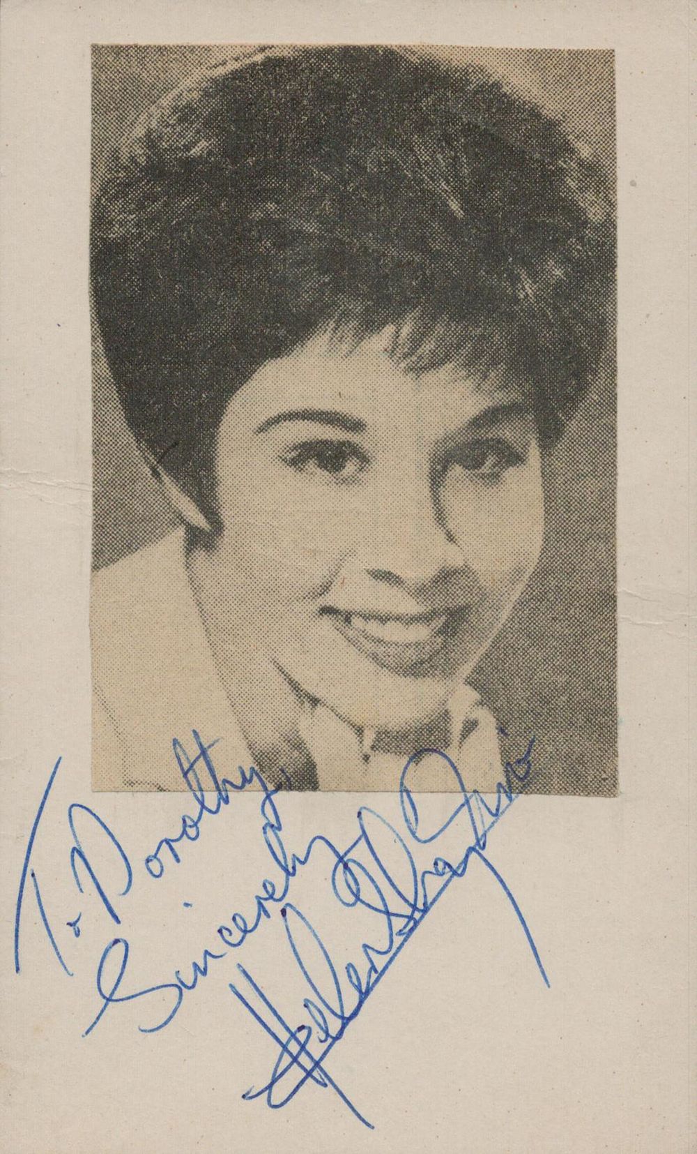 Lot 165: Helen Shapiro signed 6x4inch black and white photo....