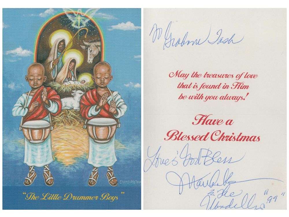 Lot 166: Martha and the Vandellas signed Christmas card. Good...