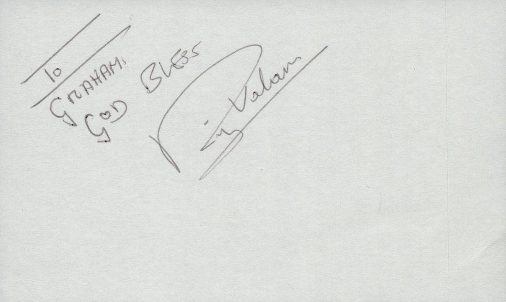 Lot 168: Richie Valance signed 6x4inch white card. Good condition....