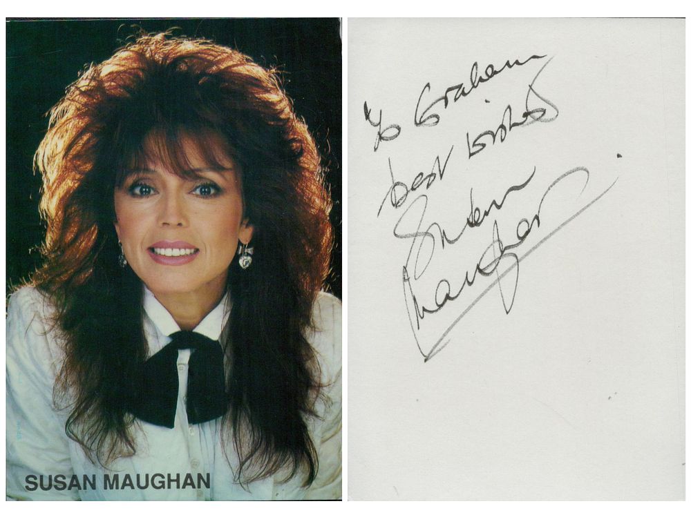 Lot 169: Susan Maughan signed 6x4inch white card. Dedicated. Good...