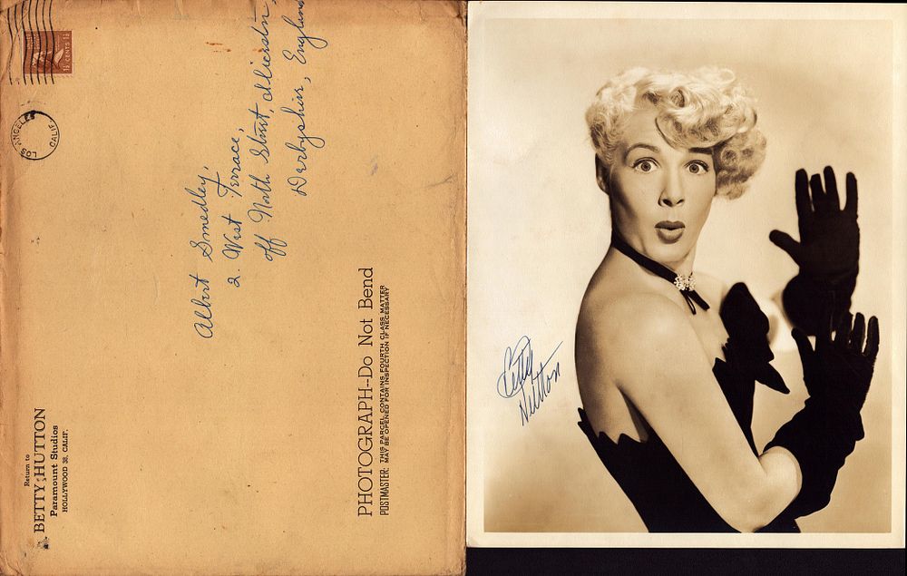 Lot 182: Betty Hutton signed 10x8 inch vintage sepia photo...