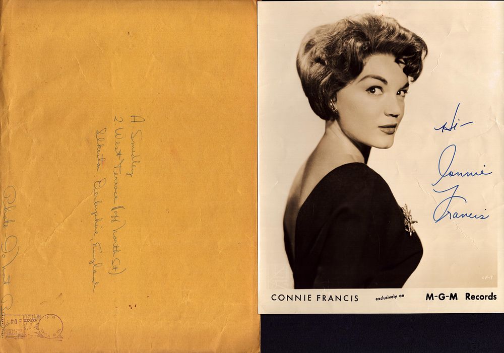 Lot 183: Connie Francis signed 10x8 inch vintage sepia MGM...