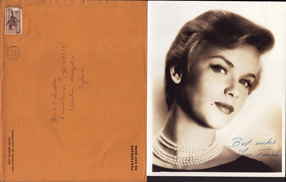 Lot 188: Anne Francis signed 10x8 inch vintage black and...