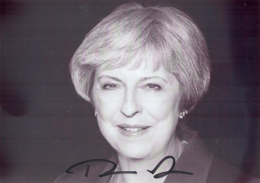Lot 223: Theresa May signed 7x5inch black and white photo....