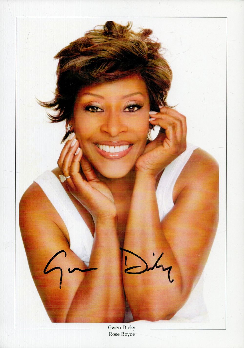 Lot 238: Gwen Dicky signed 12x8inch colour photo. Good condition....